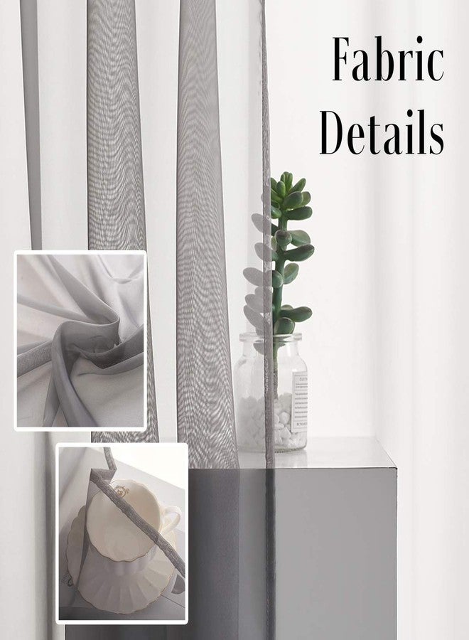 TOAVA DECO Gray Sheer Curtains 95 Inches Long 2 Pack Translucent Solid Color Window Treatment Rod Pocket Grey Sheer Curtains for Bedroom Living Room 52x95 - Image 4